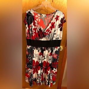 Size 22W Dressbarn Red, White, and Black floral design dress